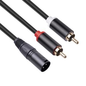RCA至2 XLR 3针音频电缆公对公电缆连接混音控制台、麦克风、录音机、放大器线路输出 - Product Image 4
