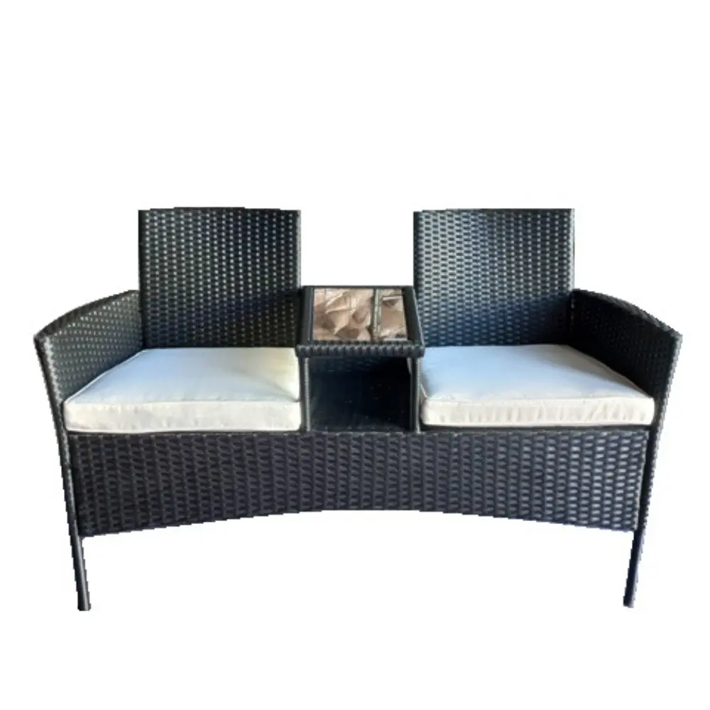 Sedia Rattan mobili da giardino Patio in vimini Love Seat 2 posti all'aperto con tavolo scatola in Vietnam fabbricazione