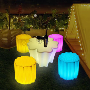 Modern Design Outdoor Furniture Led 16 Colors Lighting Tree Stump Stool <strong>Funky</strong> Seating Backless <strong>Patio</strong> Gardens Leisure Park Bench - Product Image 1