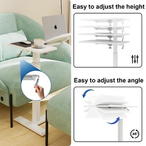 SCUQI Adjustable 27'-40&quot; Height Pneumatic Overbed <strong>Table</strong> with Split Top Tilting Bedside Tray <strong>Rolling</strong> Laptop <strong>Computer</strong> Desk - Product Image 2