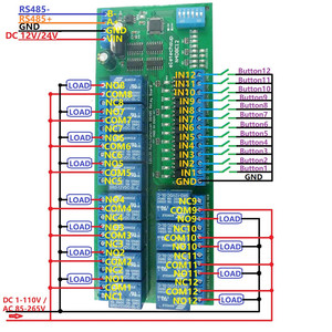 12ch Digital <strong>Input</strong> <strong>Output</strong> UART RS485 Relay Module <strong>Modbus</strong> RTU DIN35 C45 Rail Box for PLC PTZ LED Motor Machine control N4D8C12