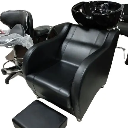 Профессиональное парикмахерское кресло, кресло для парикмахерской, черная кожаная мебель для красоты, кресло для умывальника