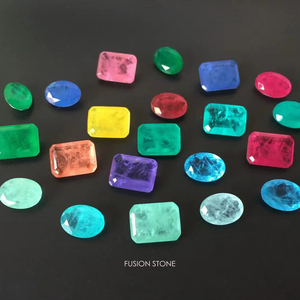 YZ Jewelry personalizza tormalina Rainbow Fusion Stone Glass rettangolare/quadrato Paraiba Ruby cristallo sintetico pietra di fusione di vetro - Product Image 1