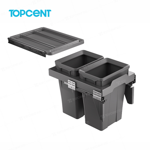 TOPCENT引き出し式ゴミ箱キャビネット下大容量引き出し式プラスチック製ゴミ箱キッチンキャビネット内蔵引き出し式ゴミ箱 - Product Image 3