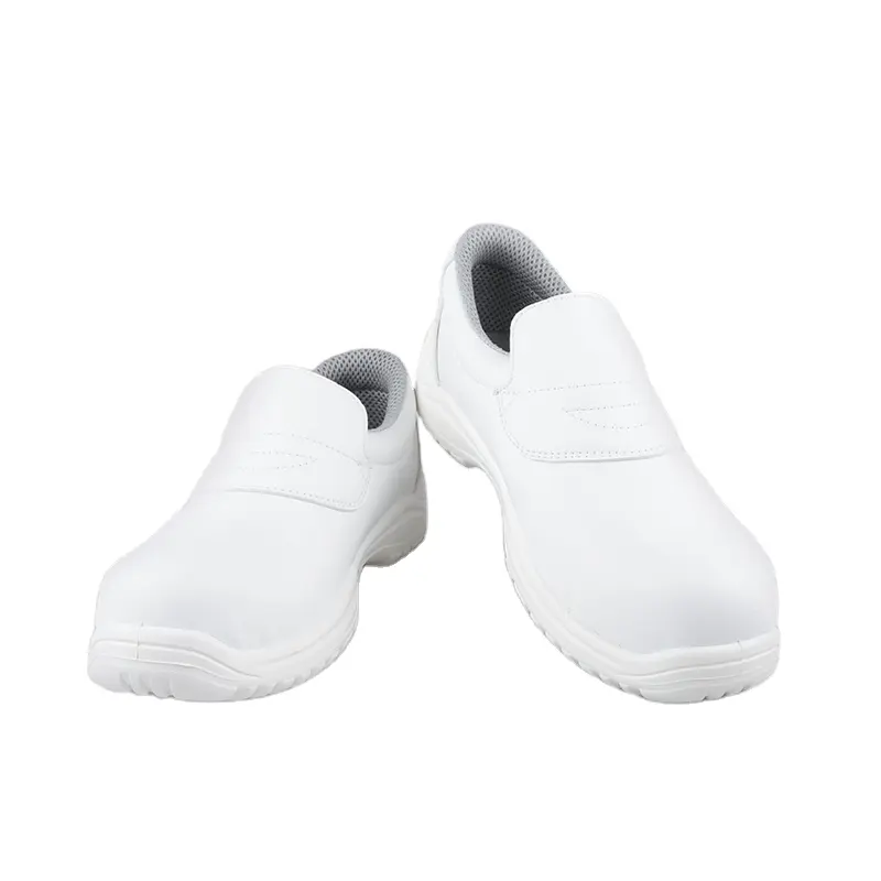 Nenhum Renda ESD Branco Deslizamento Sala Limpa em Sapatos Resistentes Químicos Indústria Alimentar Anti Estático Médico Hospital Sapatos de Segurança SM 7019-1
