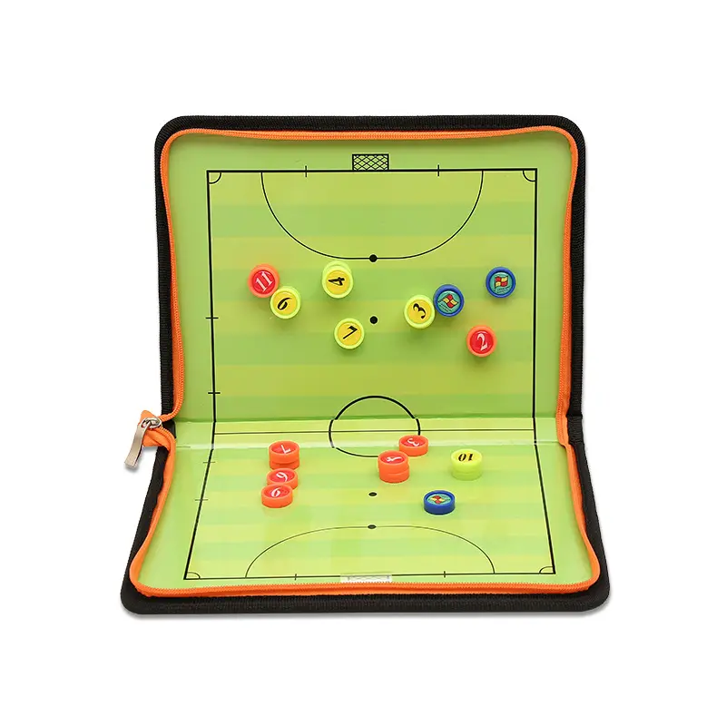 Tablero táctico de estrategia de fútbol con cremallera y bolígrafo, tablero magnético de fútbol plegable, tablero portátil de entrenamiento de fútbol sala