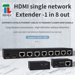 HD 60m Extender POE Power Supply 1x8 <strong>Input</strong> 8 <strong>Output</strong> for <strong>HDMI</strong> Video Splitters Converters 1080P Resolution No Compression No Delay - Product Image 3