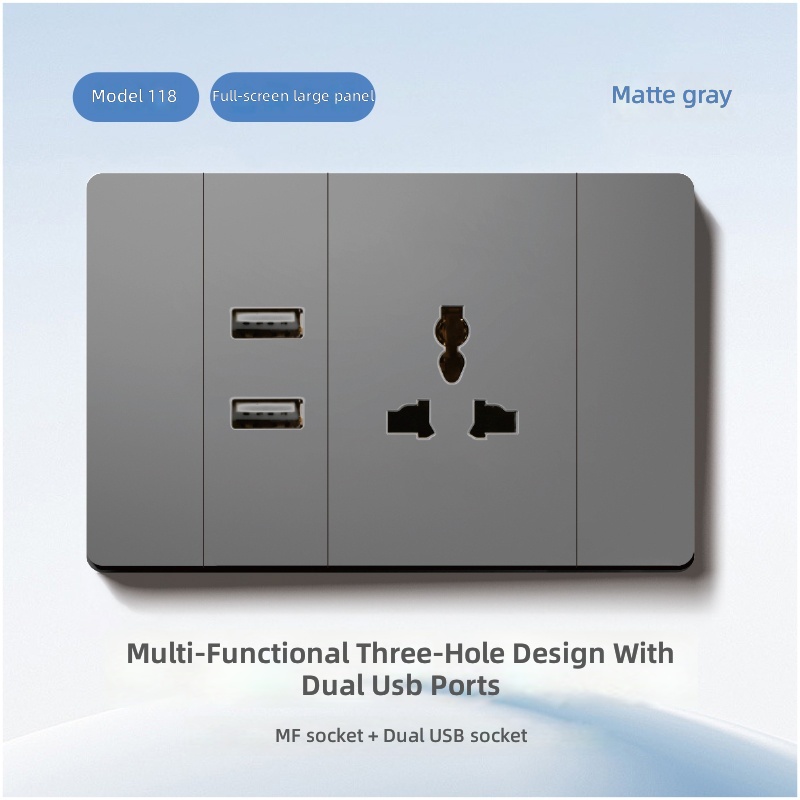 Enchufe multifuncional + Puertos USB duales