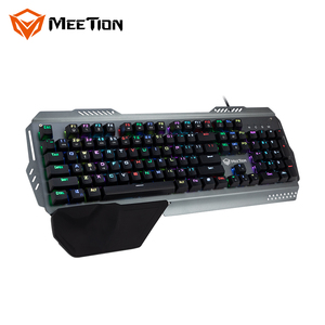 MeeTion MK20 RGB彩虹多媒体金属快速响应机械键盘，带舒适的硅胶扶手 - Product Image 1
