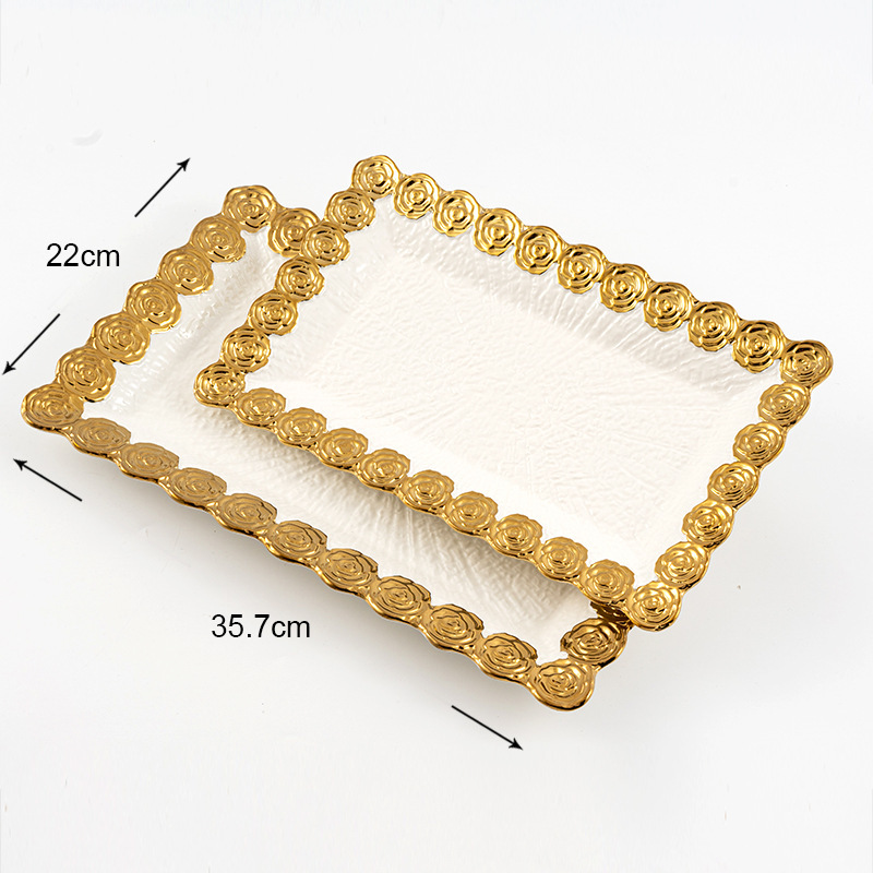 assiette rectangulaire blanche de 14 pouces