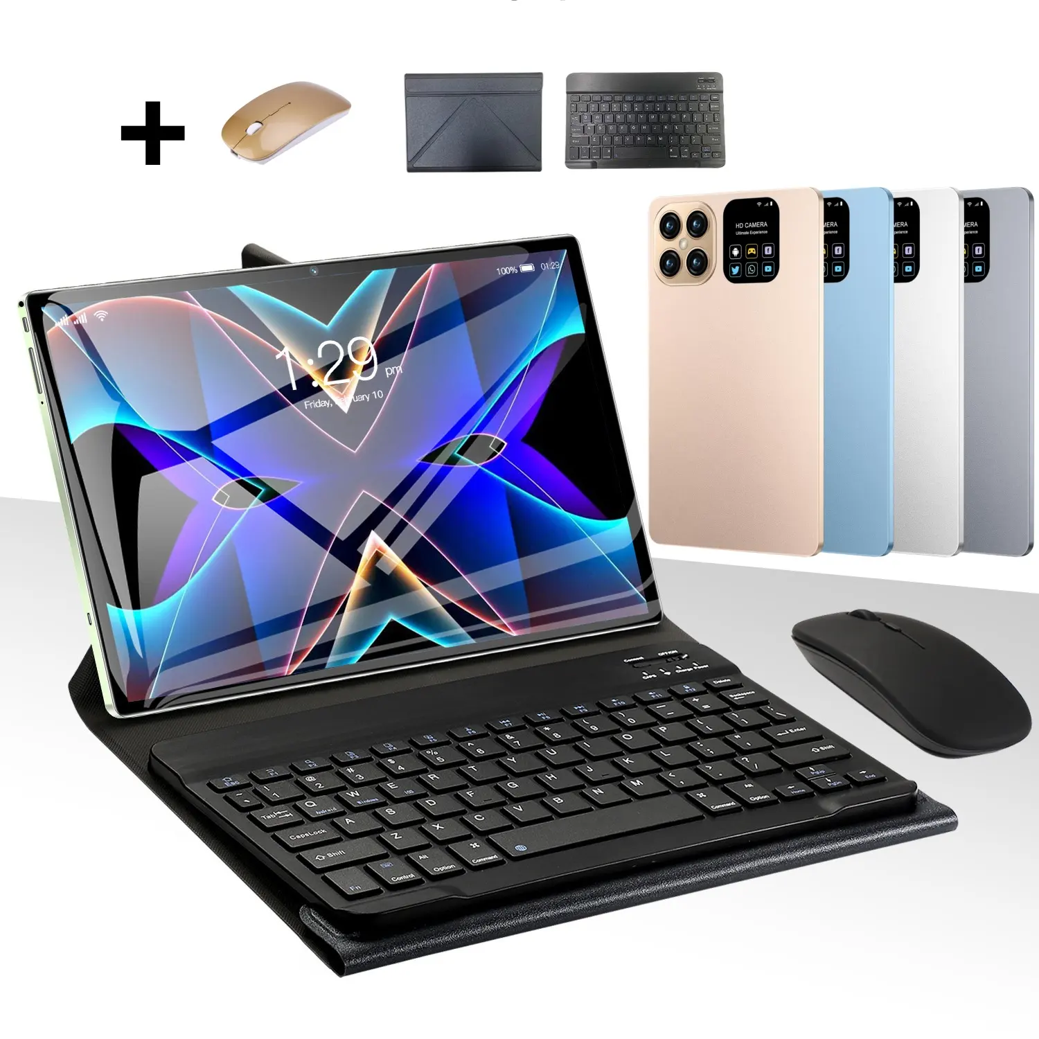 Notebook com caneta e teclado para crianças, tablet S24 de moda oem com Android 12 desbloqueio facial Dual SIM Youtube Pad