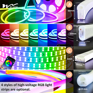 2023 fabrika 110v 220v LED şerit su geçirmez işık RGB LED şerit işık akıllı kapalı açık Neon ışık şeridi uzaktan kumanda ile - Product Image 2