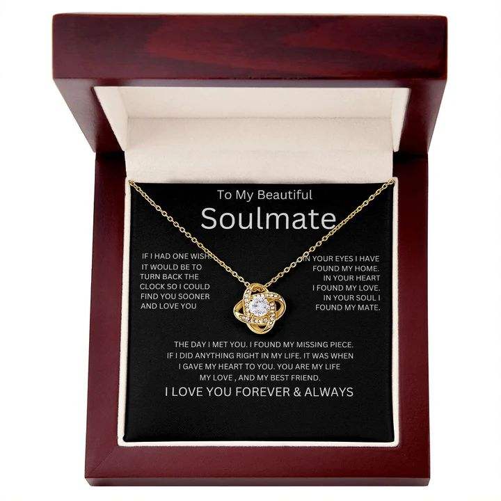 Gold Necklace + Card LED Gift Box