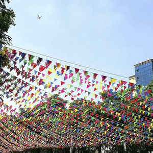 Banderines coloridos de tela de poliéster personalizados de alta calidad, Bandera de cadena, banderines triangulares para decoración de celebración - Product Image 5