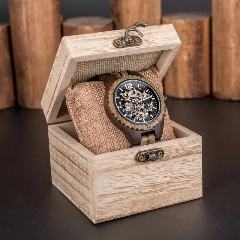 Nuovo popolare orologio automatico in legno di fascia alta per orologio meccanico da uomo per donna