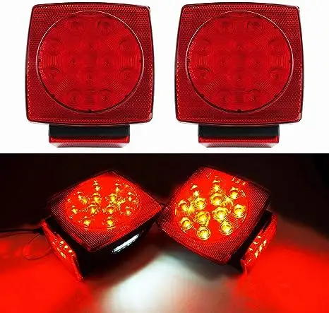 Aurora lampu Trailer LED kotak, cahaya ekor LED merah 12V 24V, untuk truk perahu laut Camper RV Snowmobile