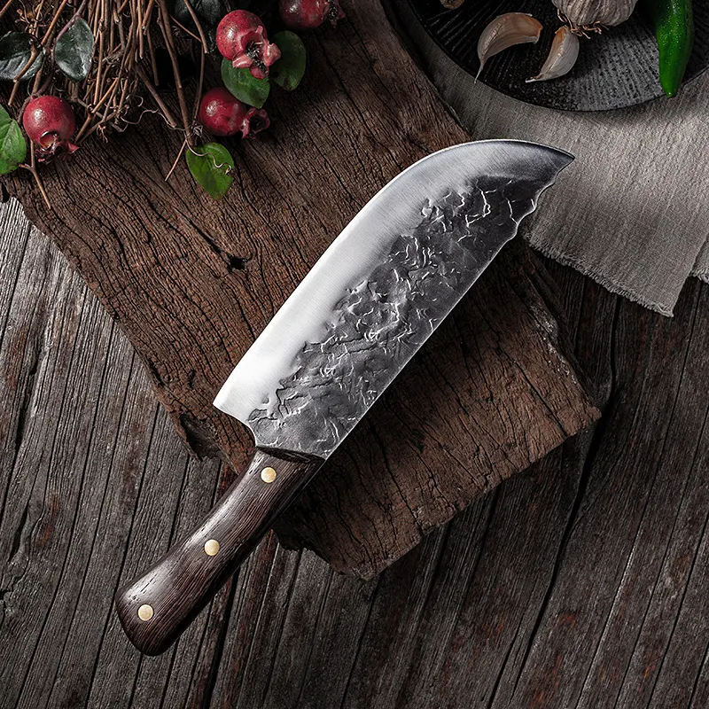 7 بوصة اليدوية كامل تانغ مزورة عالية الكربون الصلب سكاكين المذبحة الطاهي الصيني الساطور سكين الجزار