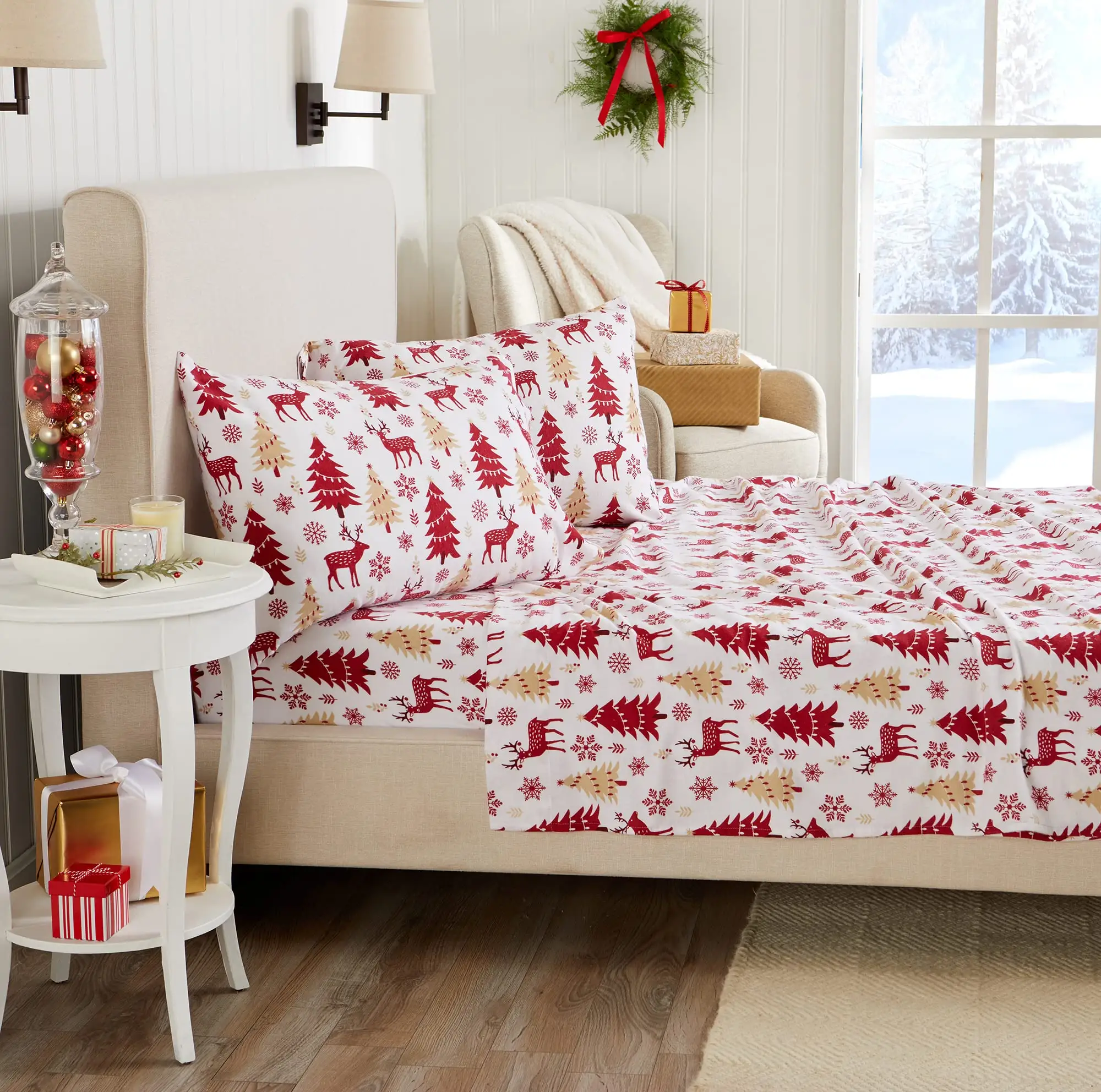 Set di biancheria da letto per piumino Queen Holiday Set di lenzuola con angoli a tasca profonda Set di biancheria da letto di design in poliestere all'ingrosso