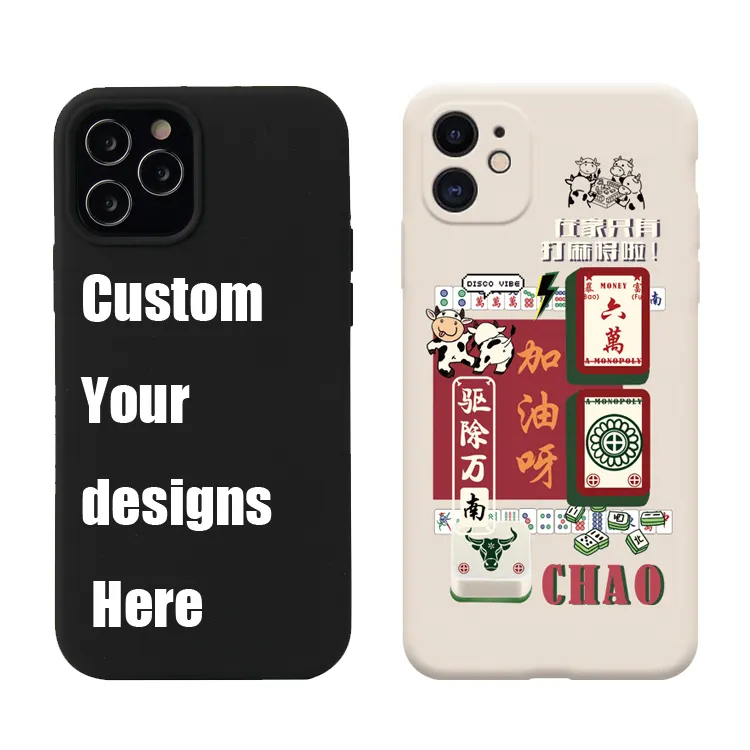 2022 Produk Laris Casing Silikon Cair Kustom Penutup Belakang Ponsel untuk Iphone 13 14 Silikon Lembut TPU Hitam Disesuaikan