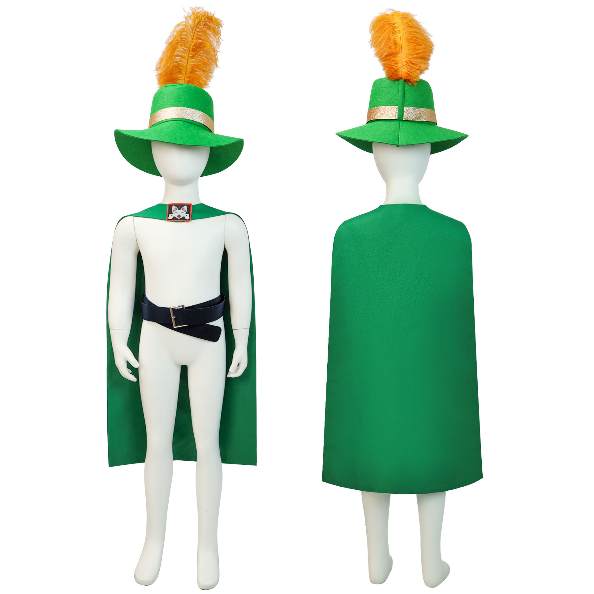 Conjunto completo verde (sombrero+capa+cinturón+cubrezapatos)
