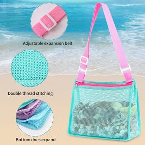 गर्म बिक्री कस्टम बच्चों के लिए तैराकी कंधे बैग बच्चों पकड़े खिलौना समुद्र तट जाल बैग बच्चों शंख एकत्रित ढोना शुद्ध बैग - Product Image 3
