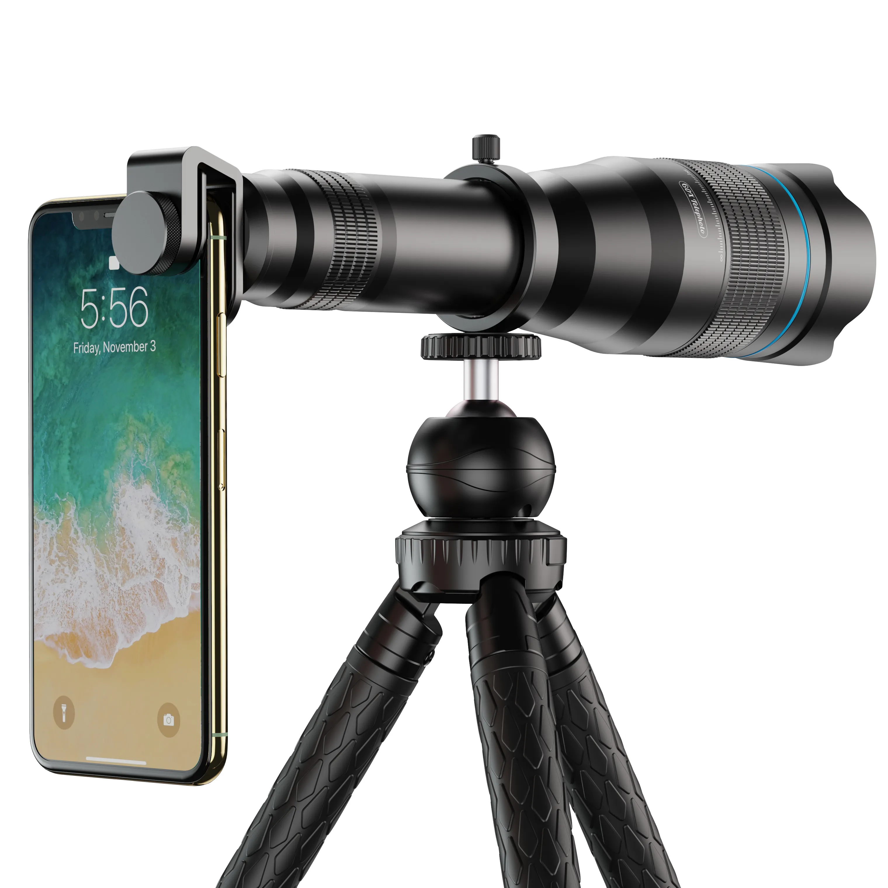 Mobile Monocular Telescope 60X magnification with tripod stand hot selling telephoto lens for smart phones