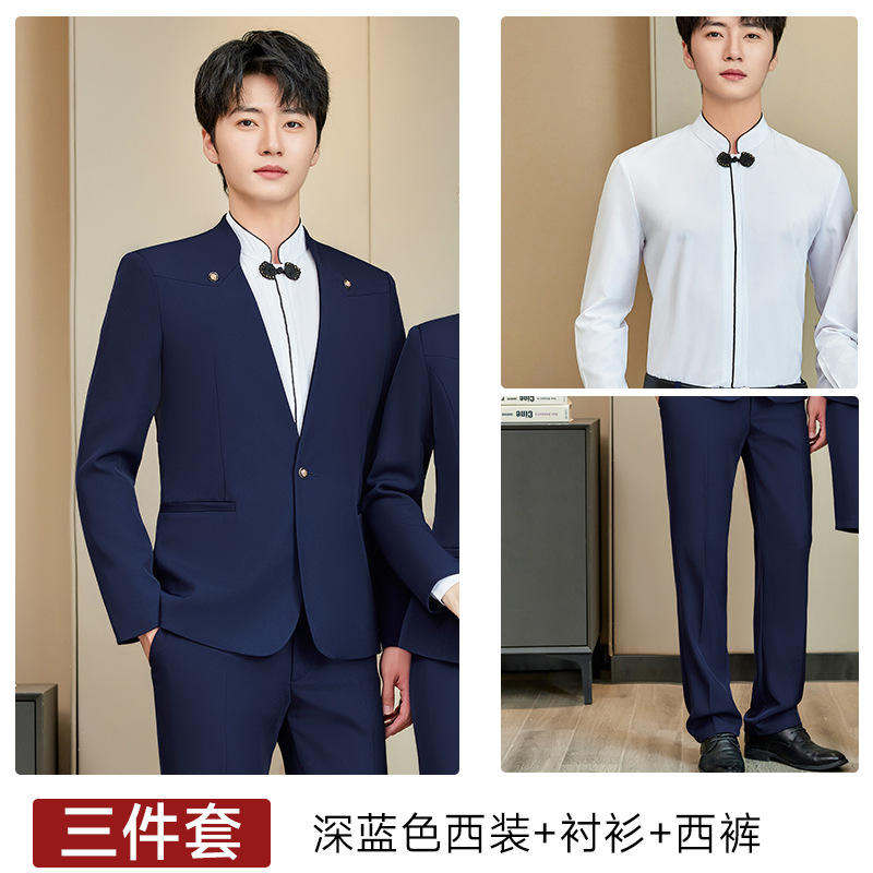 Costume + chemise + pantalon homme bleu foncé