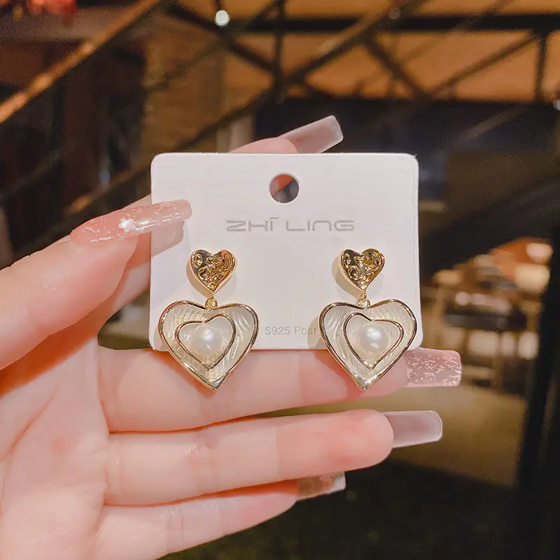 Nuovo Design S925 argento ago giapponese coreano semplice personalizzato cuore orecchini gioielli per le donne