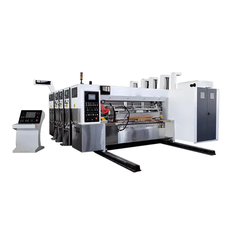 Tinta automática Impresora flexográfica de 4 colores Slotter Máquina troqueladora Caja de cartón Impresión Ranurado Maquinaria troqueladora rotativa