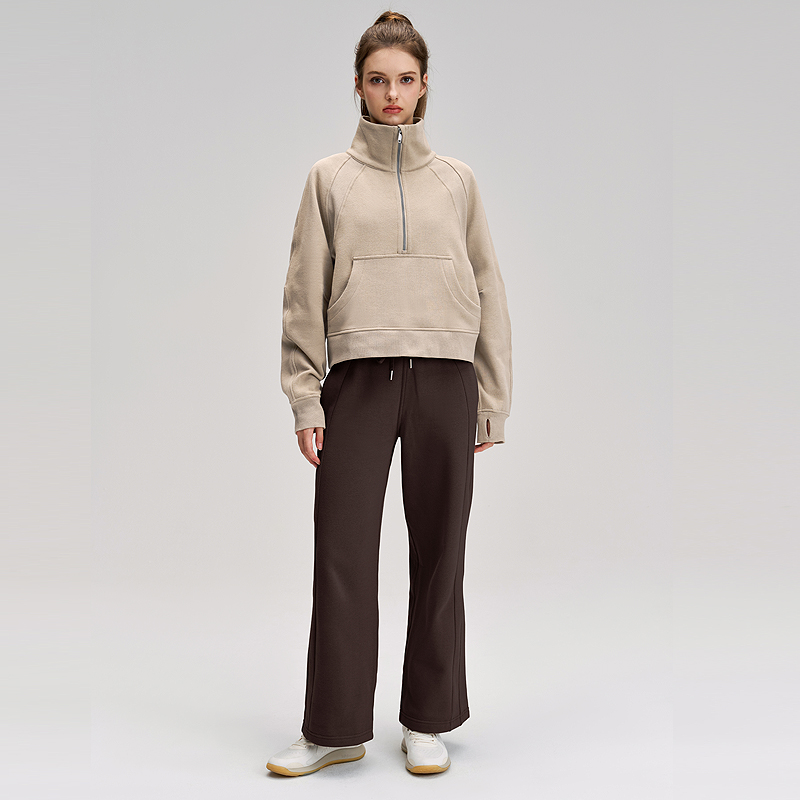 Coffee-colored (pants) + Brown (clothes)