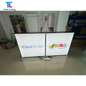 Portable 8ft <strong>Step</strong> SEG <strong>Display</strong> <strong>Table</strong> Custom Logo Aluminum Structure Frameless LED Luminous Showcase <strong>Counter</strong> Trade Shows Tension - Product Image 1
