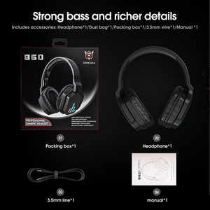 UNIKUMA B60 cuffie per Computer senza fili cuffie Casque cuffie da gioco Stereo con microfono LED per PC Laptop Controller PS4 XboxOne - Product Image 5