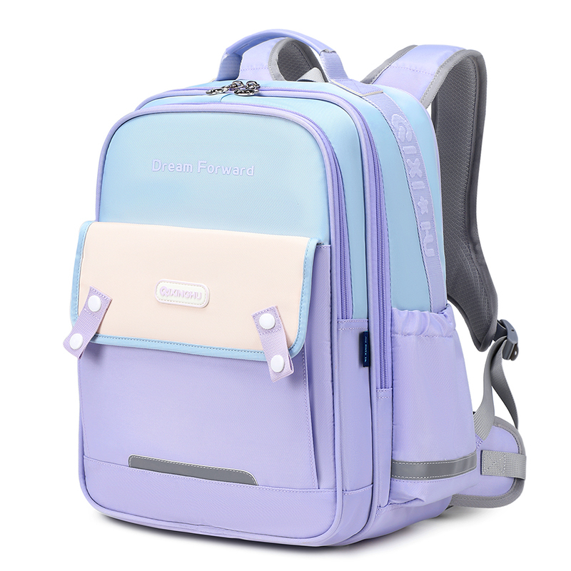 Bolso de estudiante morado.