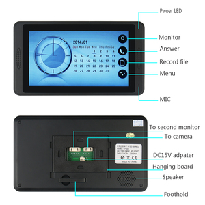 Grabación de video HD Sistema de timbre de intercomunicación visual con cable con control de acceso al hogar Teléfono de puerta de seguridad con pantalla táctil de 7 pulgadas - Product Image 2