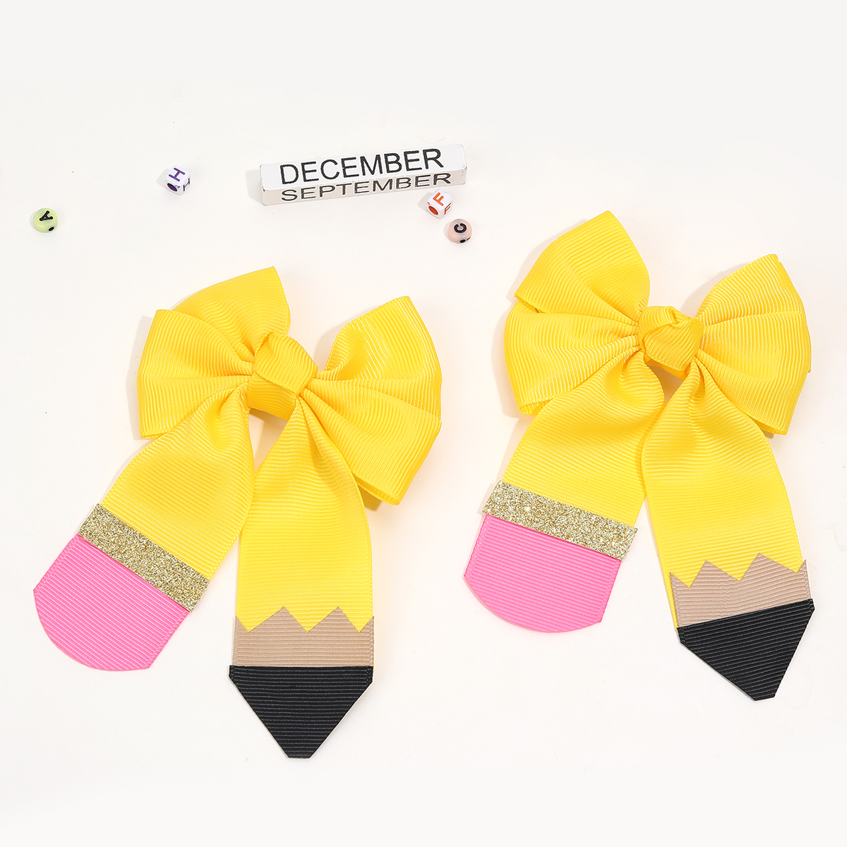 2 pièces-arc à cheveux-3,4 pouces-jaune