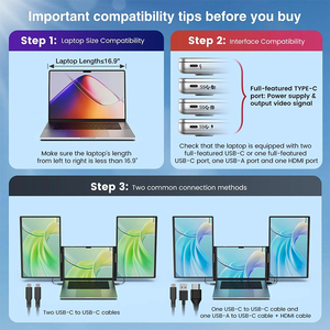 Display a doppia estensione trasparente con 16 pollici USB Monitor portatile Plug-and-Play triplo per la codifica e la programmazione di Laptop da gioco - Product Image 5