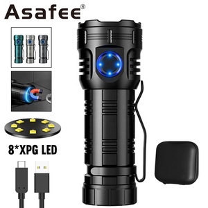 Asafee Factory小型懐中電灯3000ルーメン8PCSXPG充電式アルミニウム合金強力な懐中電灯トーチ
