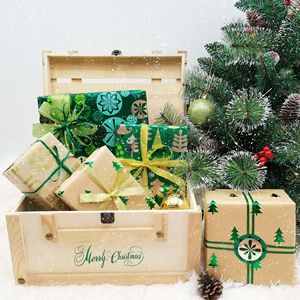 <span class=keywords><strong>2025</strong></span>热销定制圣诞礼品包装纸套装牛皮纸箔薄膜，带蝴蝶结和丝带，用于节日礼品包装