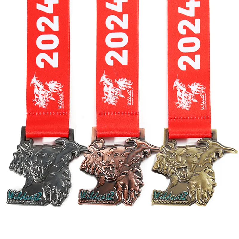 Китайская фабрика, античная Золотая Серебряная бронзовая 3D медаль в виде льва, тигра, металлическая медаль в спортивном боулинге, награда за гонки по пересеченной местности