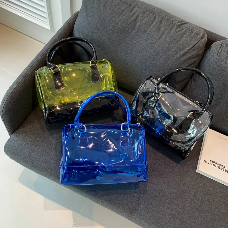 Bolsos de gelatina de diseñador de primavera y verano, bolsos de marca famosa de PVC transparente, bolsos de mano grandes para mujer, bolsos de mano para mujer