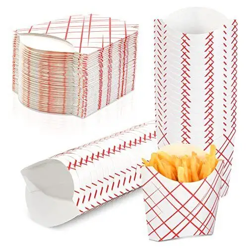 Confezione da 50 4 once contenitori per patatine fritte scatola usa e getta piccola scatola per patatine fritte a scacchi rossi e bianchi contenitori di carta