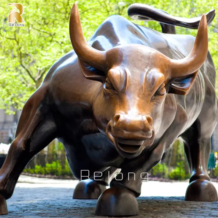 Grande grande grande formato antico moderno ottone bronzo parete Street Bull statua scultura decorazione in metallo