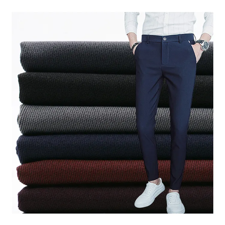 New Vải 2024 Bán Buôn Thời Trang Độ Đàn Hồi 280gsm/200D Polyester Nylon Spandex 4 Cách Căng Dệt Quần Vải Cho Nam Giới