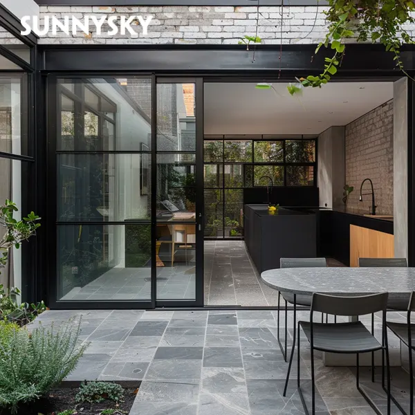 Sunnysky Nfrc Orkaan-Proof En Waterdicht Exterieur Aluminium Glazen Schuifdeur Energiezuinige Schuifdeur