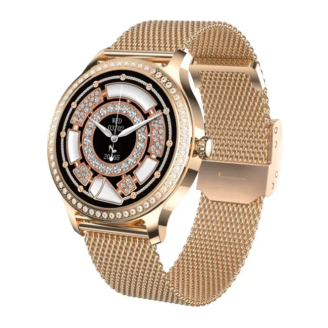 Neues Produkt LW105 Smart Watch für Frauen 1,28 Zoll gebogene Oberfläche mit Diamant lünette Health Tracker Fashion Smartwatch