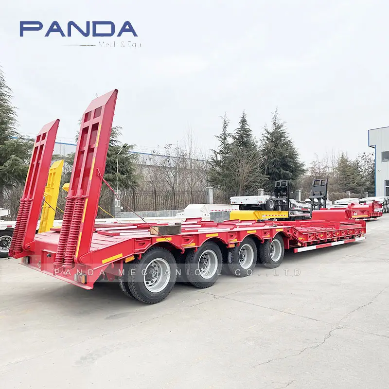 Pandamech - Porta-máquinas de construção com cama baixa de 17,5m, semi-reboque expandido para venda, reboque de aço Panda, opcional 28T