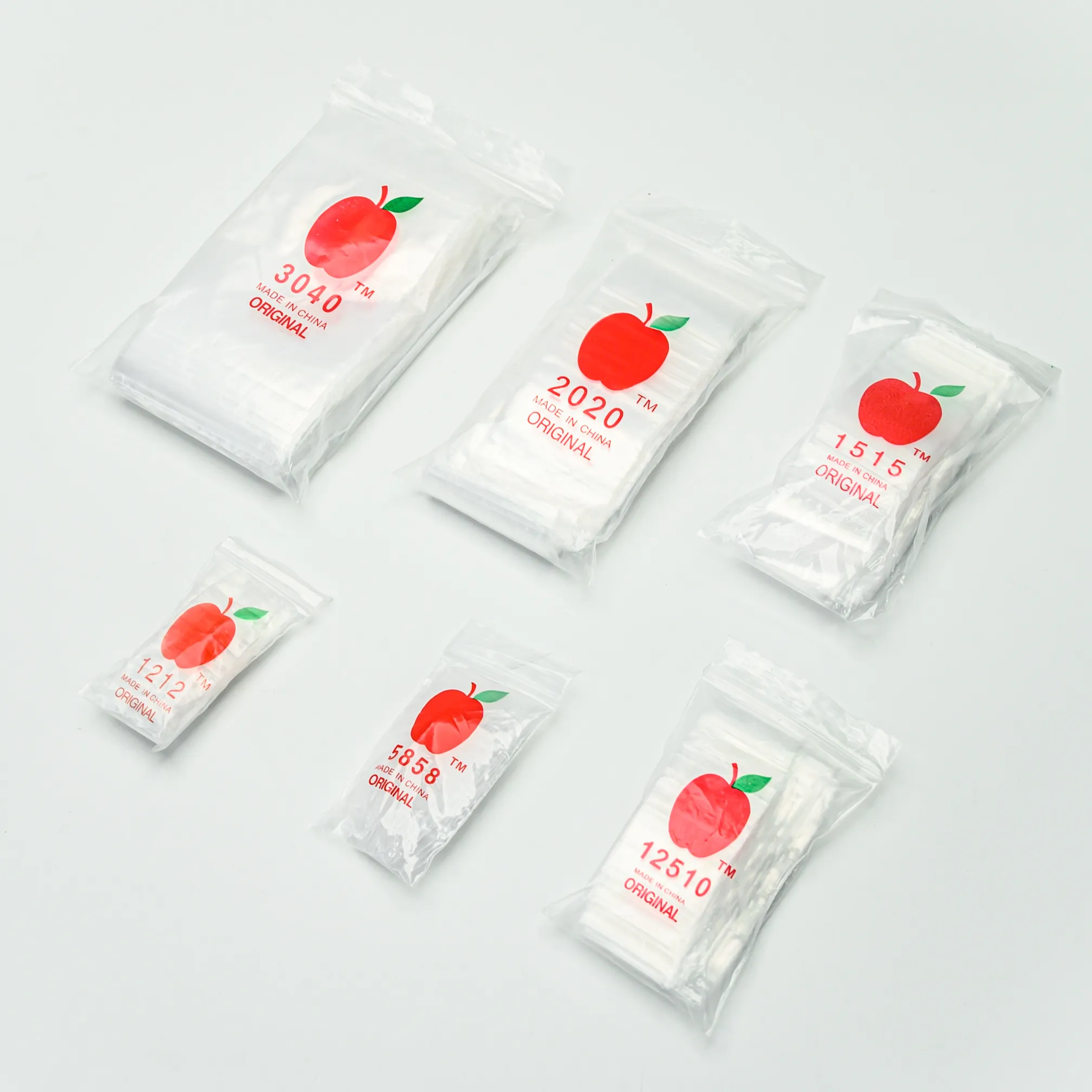 Klare kleine Mini-Reiß verschluss tasche aus Kunststoff Geruchs neutrale Apple-Reißverschluss-Baggies mit Logo 1010 1515 2020