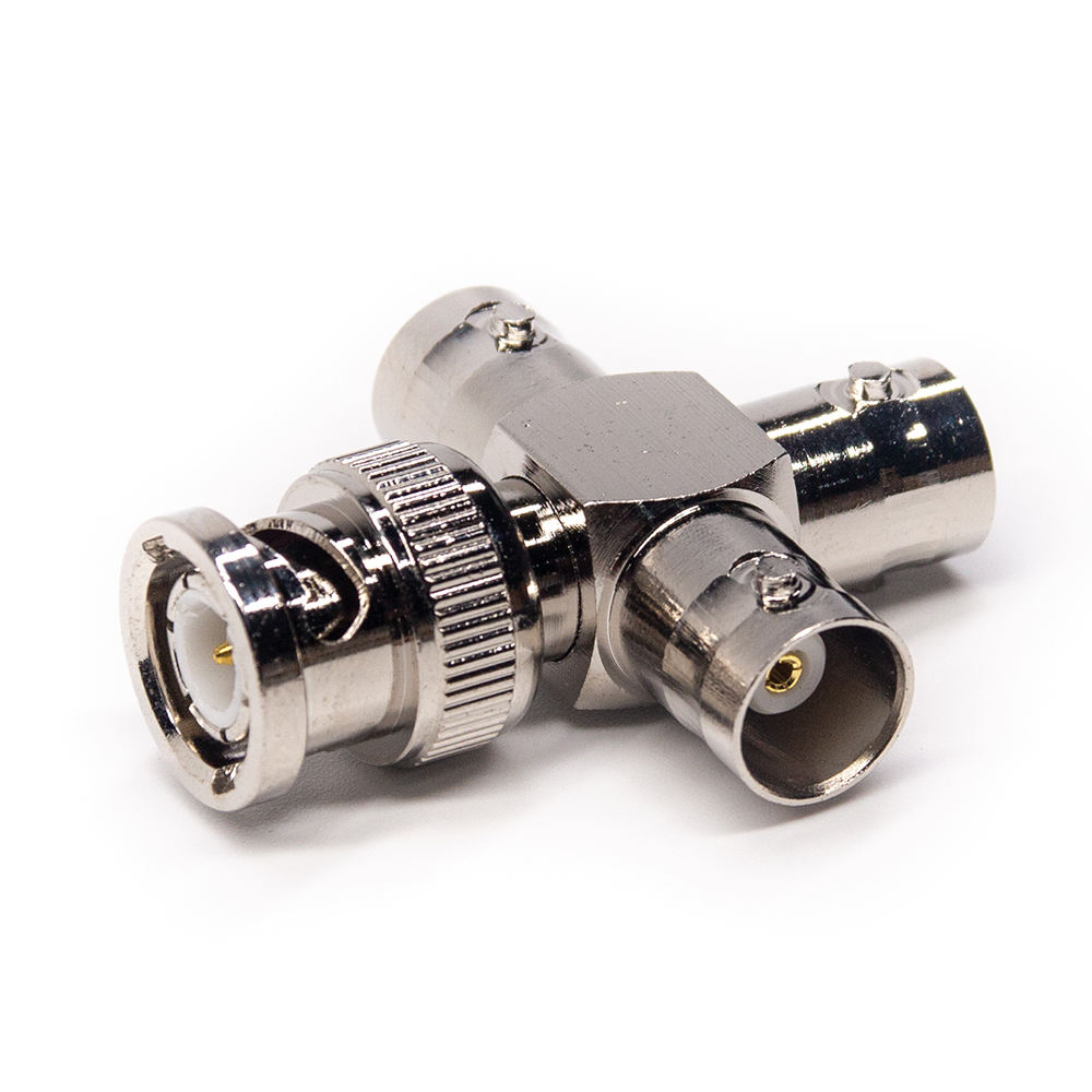 Adaptador Coaxial Tipo T Divisor de 3 Vías BNC Macho a BNC Hembra