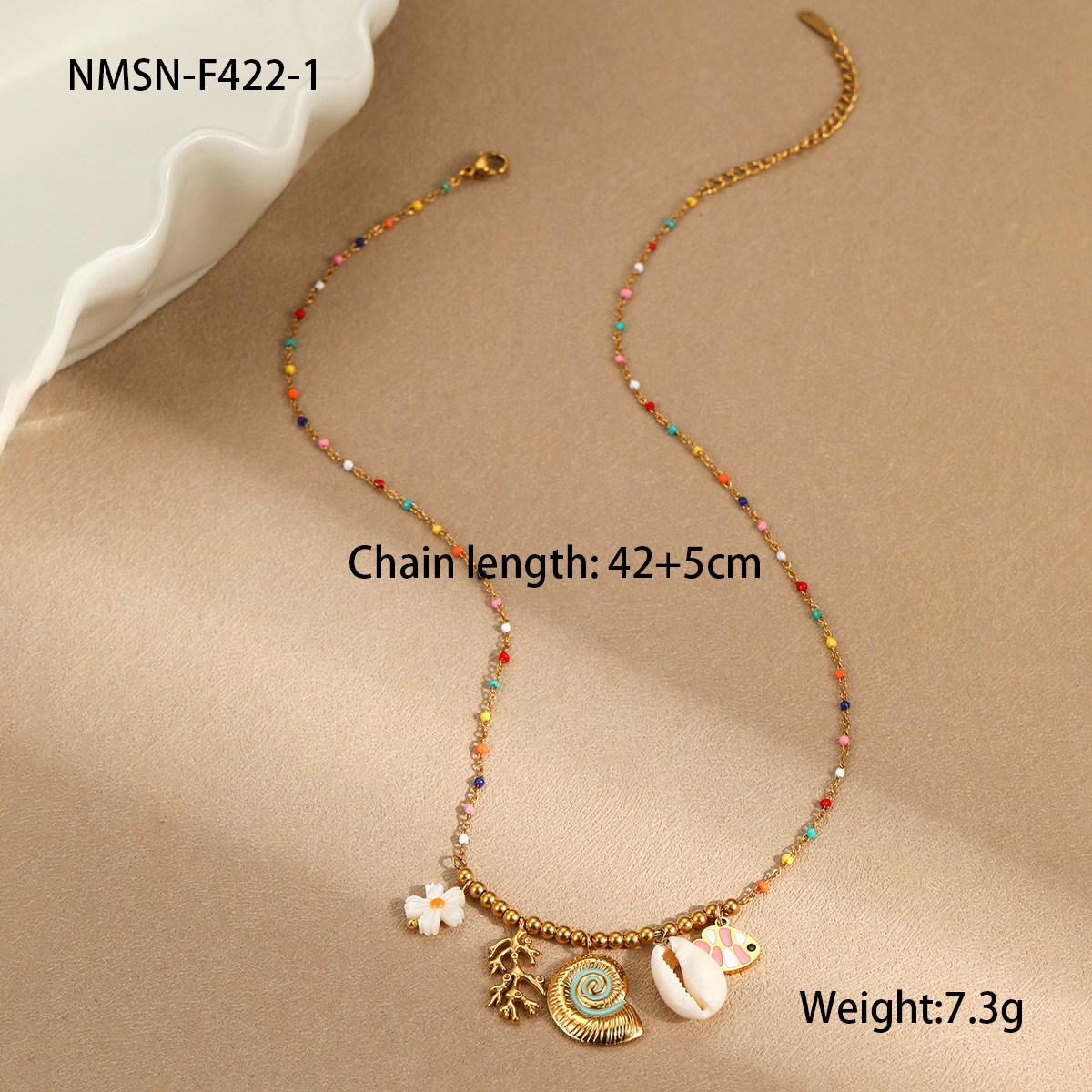 NMSN-F422-1 Green Conch Necklace
