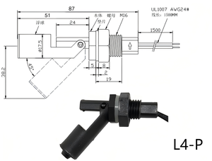 Interruttore a galleggiante in plastica con sensore di livello dell'acqua liquida montato lateralmente interruttore a galleggiante interno G1/2 G3/4